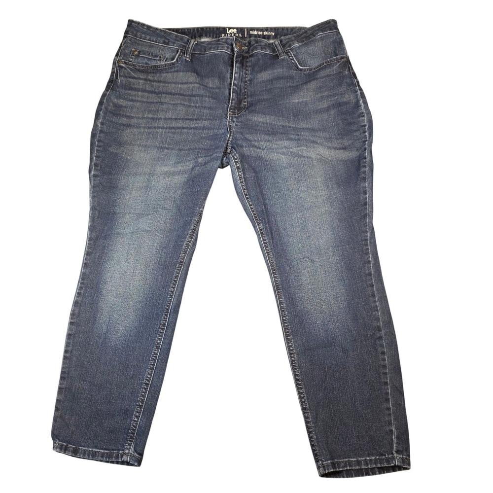 Lee Riders Midrise Skinny Jeans Womens Dark Wash Stretch‎ Denim 20P